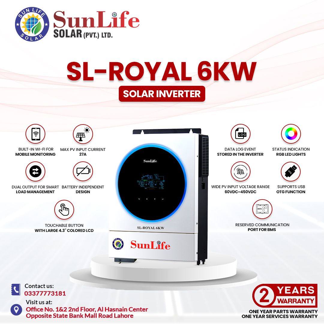 SUNLIFE ROYAL 6KW | High-Efficiency Solar Inverter for Homes & Businesses