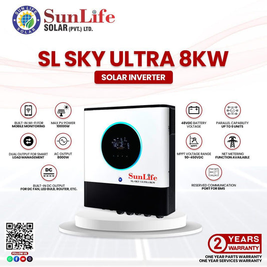 SUNLIFE SL-SKY ULTRA 8KW | Efficient 8KW Solar Inverter for Homes, Small Businesses, & Industrial Use
