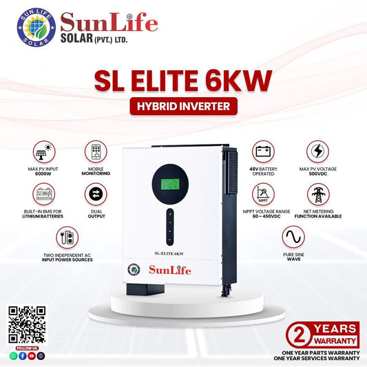 SUNLIFE SL ELITE 6KW | Advanced 6KW Hybrid Solar Inverter for Reliable Energy Solutions
